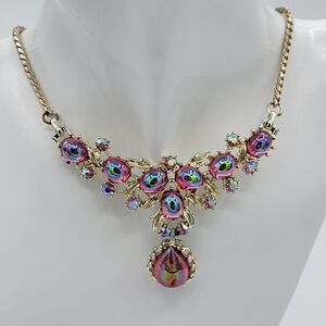 Vintage Necklace Pink Cabachons #2290